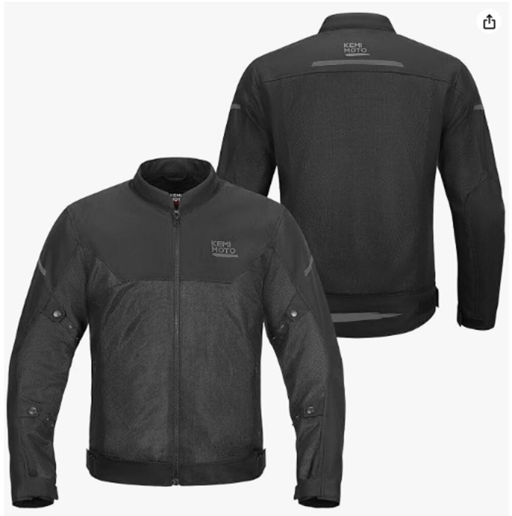 KEMIMOTO Men’s Mesh Motorcycle Riding Jacket CE Armor Black Gray Size 2XL